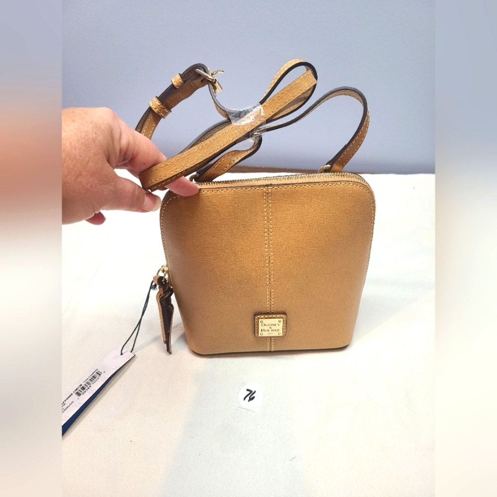 Dooney & Bourke Authentic Saffiano Leather Crossbody Trixie, Camel Color NWT